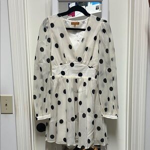 Polka Dot Boutique Dress with Sheer sleeves